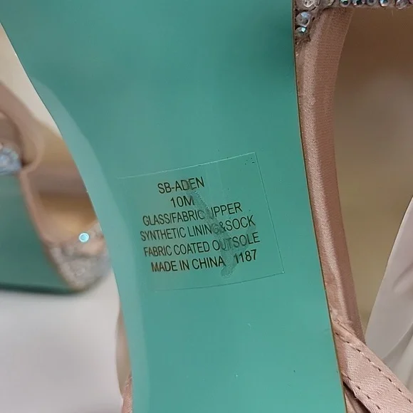 Betsy Johnson SB-Aden Champagne Rhinestone Heel Womens 10 - Picture 6 of 9